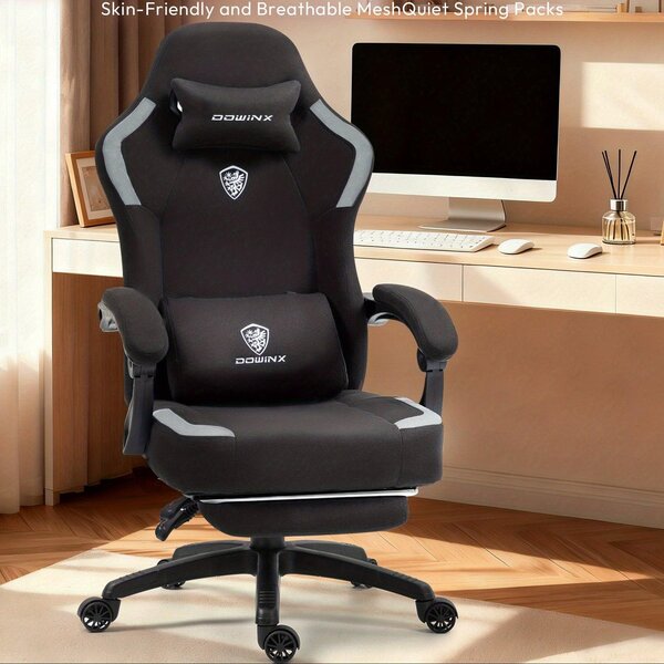 Sedia ergonomica da gaming - Sedia da ufficio - Sedia da corsa - Sedia per computer - Sedia nera - Poggiapiedi regolabile