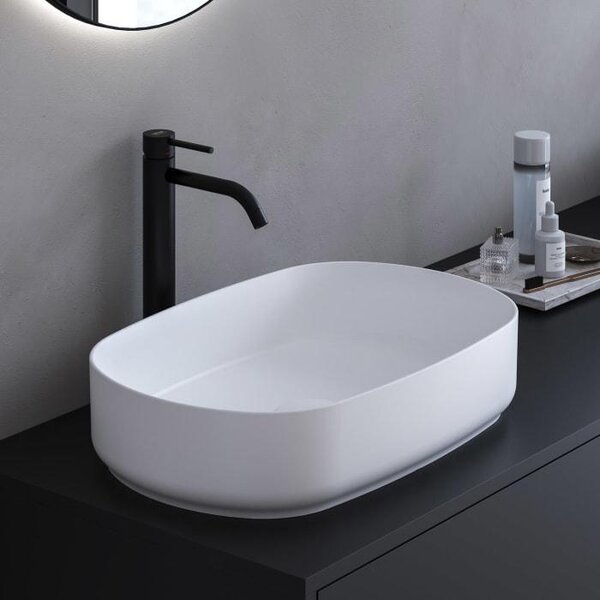 Art: Mobile lavabo da appoggio, dimensioni 55 x 36 cm, forma ovale