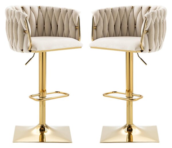 Sgabello da bar - Sgabello per cucina - Sgabello per caffè - Regolabile da 63 a 87 cm - Rotazione a 360° - Beige
