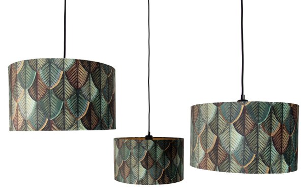 Lampada a sospensione nera con paralume a foglia e interno dorato 35cm - Cava