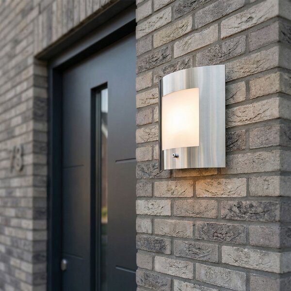 Lampada da parete per esterni in acciaio IP44 con sensore crepuscolare - Emmerald