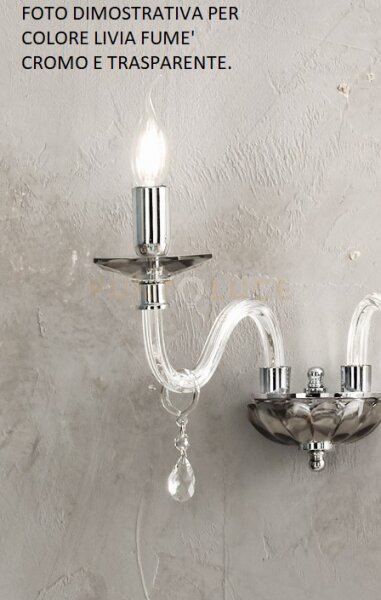 Applique livia 1 luci fume'- trasparente e cromo attacco e14 l.12cm