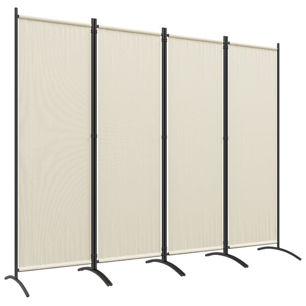 Outsunny Paravento da Esterno e Interno a 4 Pannelli Pieghevole, 221x50x172cm, Crema