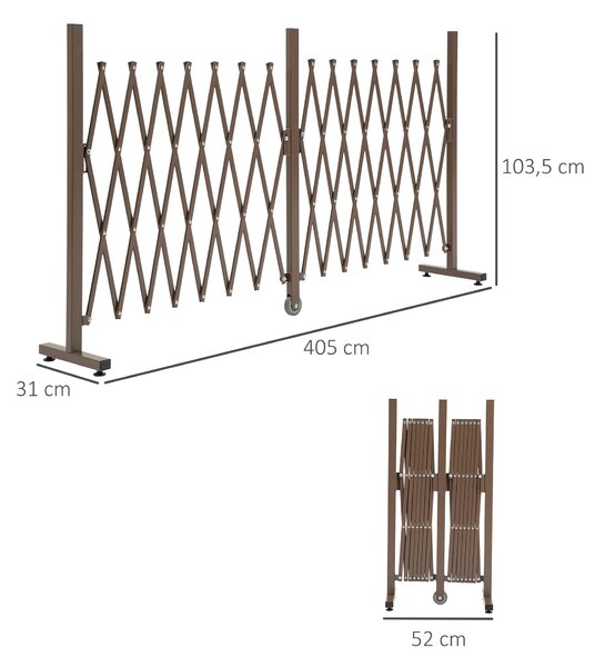 Outsunny Recinzione Estensibile Autoportante in Acciaio e Alluminio, Larghezza 52-405 cm, Marrone scuro