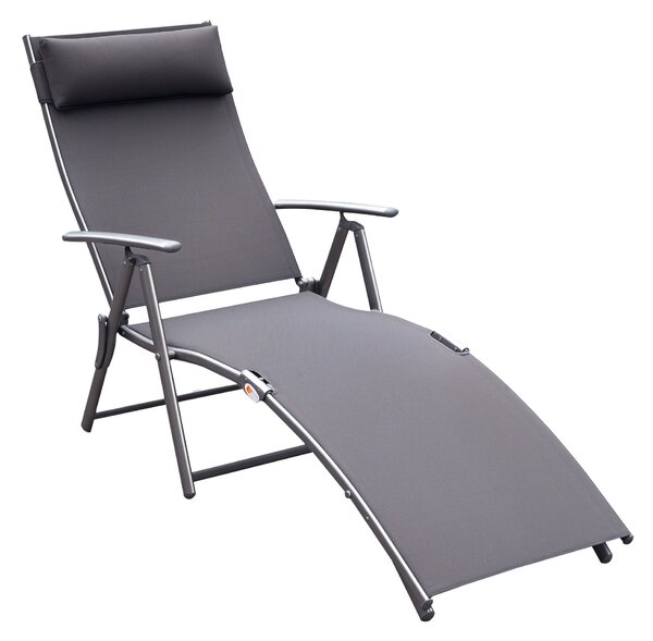 Outsunny lettino prendisole Sedie a Sdraia da Giardino da terrazzo lettino sdraio arredamento giardino Relax Pieghevole Telaio in Metallo  Grigio