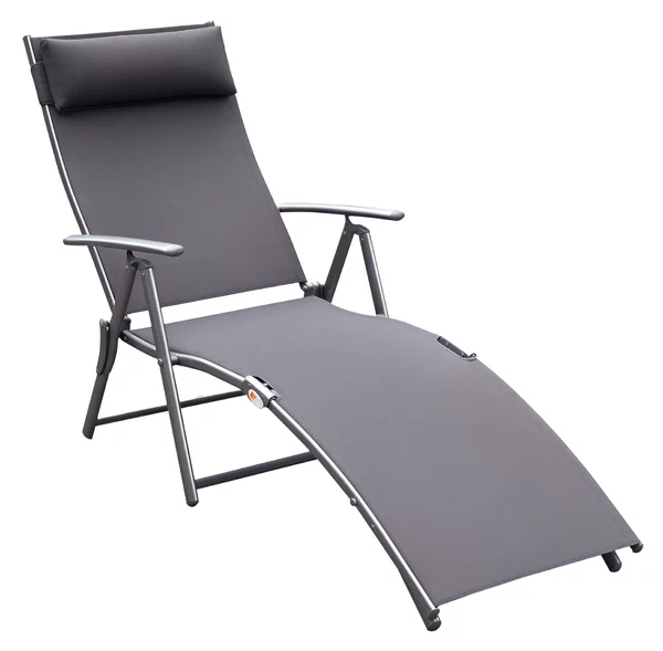 Outsunny lettino prendisole Sedie a Sdraia da Giardino da terrazzo lettino sdraio arredamento giardino Relax Pieghevole Telaio in Metallo Grigio