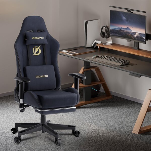 Sedia da gaming – Sedia ergonomica per computer con poggiapiedi, supporto lombare e braccioli regolabili – Capacità massima: 150 kg – Colore: nero