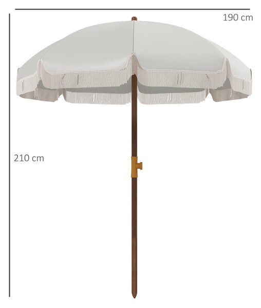 Outsunny Ombrellone da Spiaggia Salvaspazio con Protezione UV40+ e Borsa di Trasporto, Crema