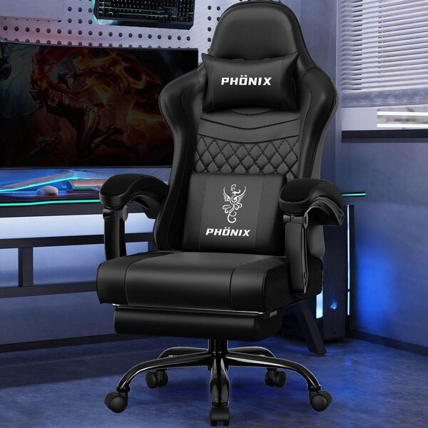 Sedia da gaming ergonomica con poggiapiedi – girevole a 360° e regolabile fino a 150 kg