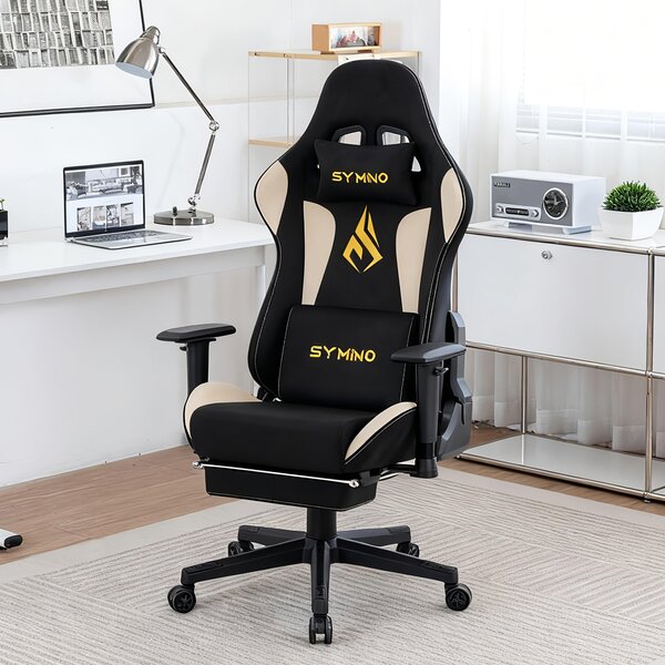 Sedia da gaming - Sedia da ufficio - Sedia girevole - Colore nero - Design ergonomico - Poggiapiedi regolabile