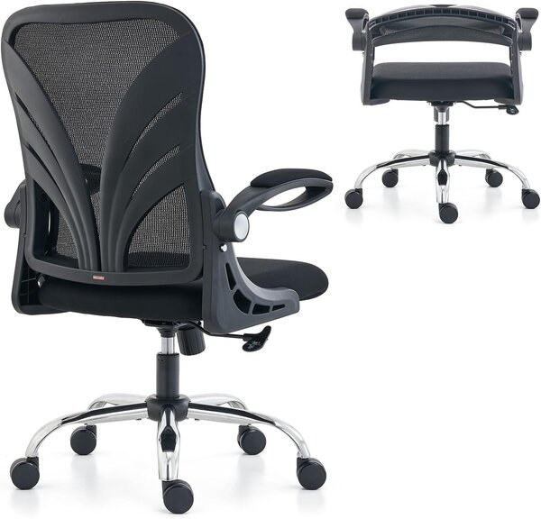 Sedia da ufficio ergonomica con schienale reclinabile, braccioli e supporto lombare