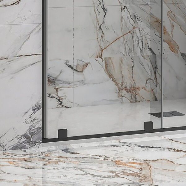 Kamalu porta doccia color nero scorrevole 120 cm senza telaio | knm4000n