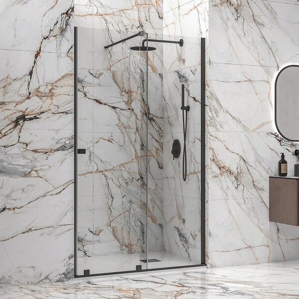 Kamalu porta doccia color nero scorrevole 120 cm senza telaio | knm4000n