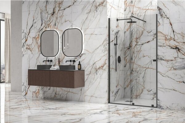 Kamalu porta doccia color nero scorrevole 120 cm senza telaio | knm4000n