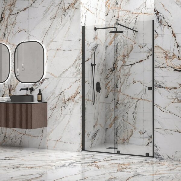 Kamalu porta doccia color nero scorrevole 120 cm senza telaio | knm4000n