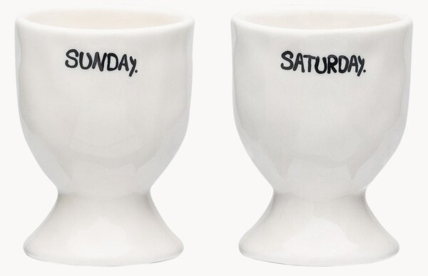Set di 2 portauova fatti a mano Weekend