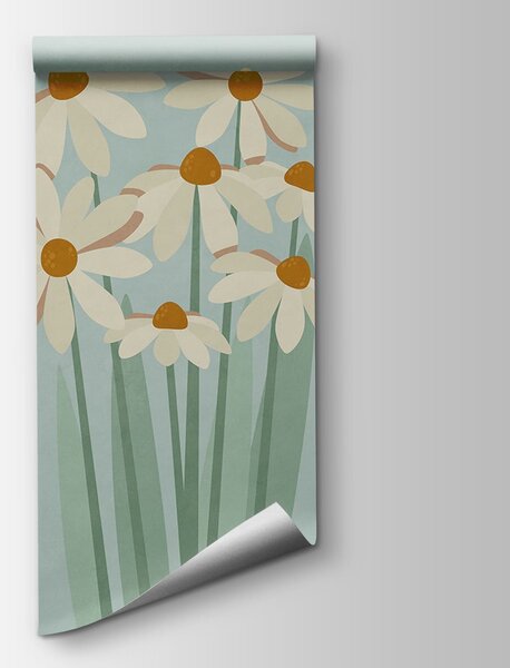 Carta da parati Mazzo di fiori bianchi, Carta da parati Floreale, Carta da parati popolare, t00748 - Tapeko.it