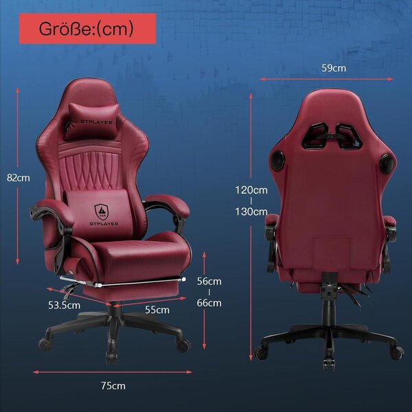 Sedia da gaming - Sedia da ufficio - Sedia da corsa - Sedia per giocatori - Sedia con poggiapiedi - Altoparlanti 3D integrati
