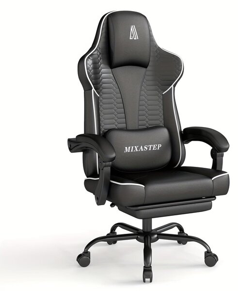 Sedia da gaming - Sedia per videogiochi - Sedia da ufficio - Sedia per computer - Sedia da gamer - Bianca - Design ergonomico