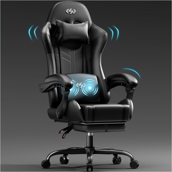 Sedia ergonomica da gaming - Sedia da ufficio - Sedia da gioco - Sedia da lavoro - Sedia nera - Schienale regolabile