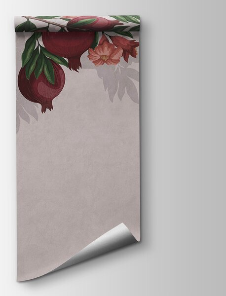 Carta da parati Carta da parati con un motivo di frutti rossi e fiori, Carta da parati Cibo e bevande, Carta da parati popolare, t00752v1 - Tapeko.it