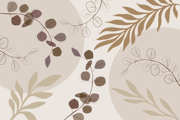 Carta da parati Motivo astratto a forma di foglia ispirato alla natura, Carta da parati lastrazione, Carta da parati popolare, w03857 - Tapeko.it