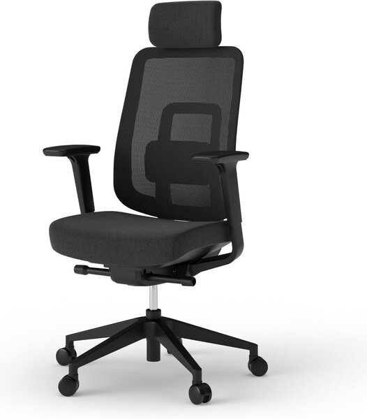 Sedia da ufficio ergonomica PureBack, con poggiatesta, braccioli regolabili in 4 direzioni e meccanismo sincronizzato, ideale per l'ufficio domestico, l'ufficio e il gaming, una sedia girevole confortevole