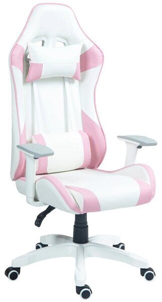 Sedia da gaming – Sedia da ufficio – Sedia per computer – Sedia da lavoro – Design ergonomico – Braccioli regolabili – 67 x 60 x 120-128 cm – Rosa