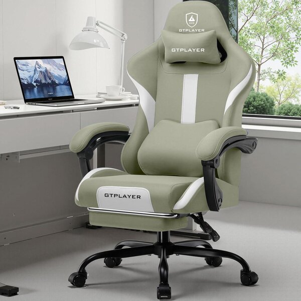 Sedia da gaming, sedia da ufficio, sedia da gaming ergonomica con poggiatesta e supporto lombare imbottito, sedia da gaming con poggiapiedi, sedia girevole, capacità massima di 150 kg