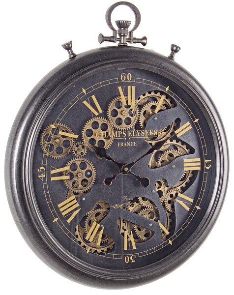 Orologio da Parete 52,5x7,5x61,5 cm in Acciaio e Vetro Engrenage