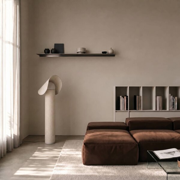 Lampada da terra Sansibar Lucande, dimmerabile, Crema / Ambra, Camera da letto, Tessuto / Stoffa / Seta, Design, Lampada da terra