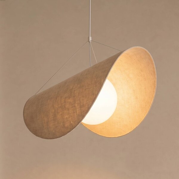 Lampada a sospensione Sansibar Lucande, dimmerabile, Crema / Ambra, Soggiorno / Sala da pranzo, Tessuto / Stoffa / Seta, Design, Lampada a sospensione