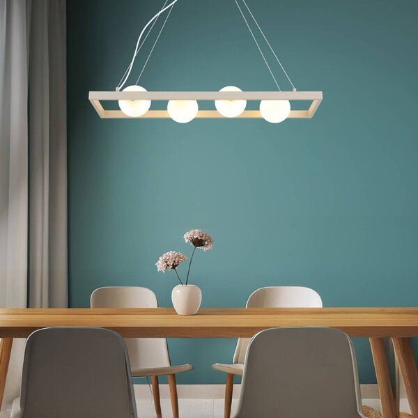 Globo Lampada a sospensione Nanda, dimmerabile, Crema / Ambra, Soggiorno / Sala da pranzo, Vetro, Lampada a sospensione