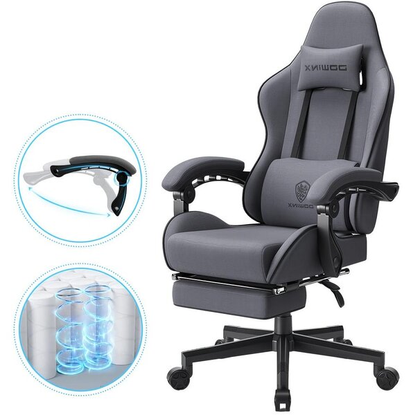 Sedia da gaming - Schienale alto ergonomico - Seduta con molle a tasca - Materiale traspirante - Grigia