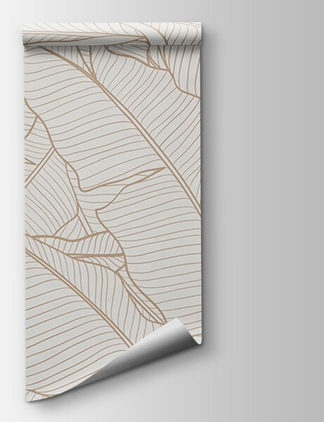 Carta da parati Elegante motivo a foglie per un arredamento moderno, Carta da parati Natura, Carta da parati popolare, u98421 - Tapeko.it