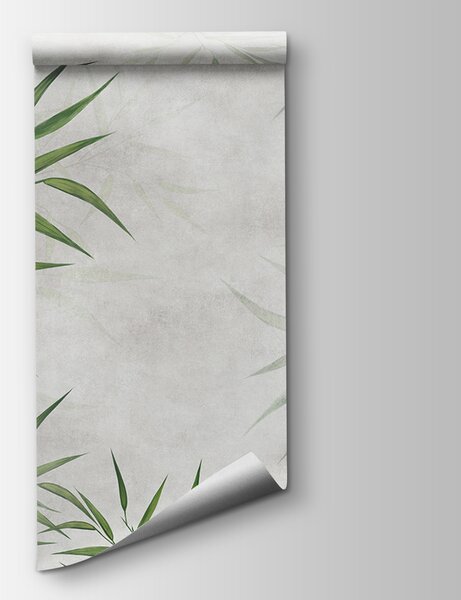 Carta da parati Foglie verdi su sfondo bianco, Carta da parati Foresta, Carta da parati popolare, u95921 - Tapeko.it