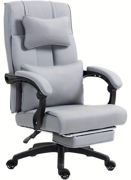 Sedia da ufficio - Sedia da ufficio con poggiapiedi - Sedia da gaming - Sedia da ufficio - Sedia ergonomica - Sedia in ecopelle, colore grigio