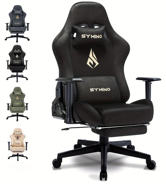 Sedia da gaming, sedia da ufficio – Sedia ergonomica con imbottitura in memory foam e poggiapiedi estraibile