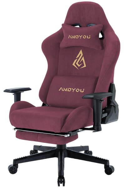 Sedia da gaming – Sedia ergonomica da scrivania – Con poggiapiedi e supporto lombare – Altezza regolabile – Rotazione a 360 gradi – Colore: nero