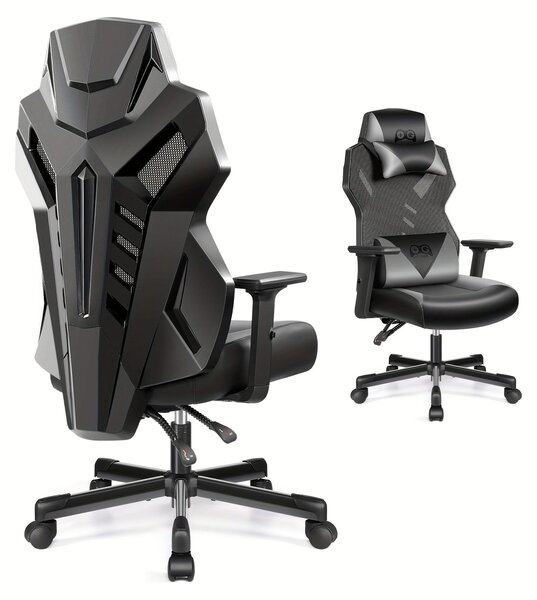 Sedia da gaming - Sedia da ufficio - Sedia per videogiochi - Sedia da lavoro - Modello nero grigio - Design ergonomico
