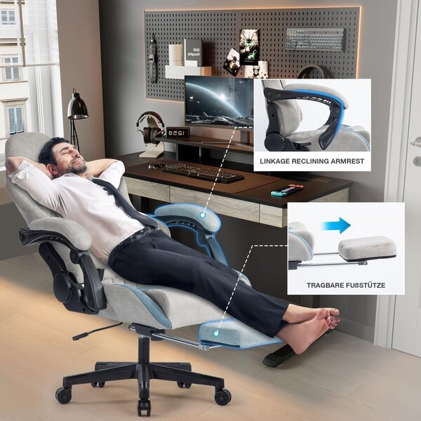 Sedia da gaming - Sedia da ufficio - Sedia ergonomica - Sedia nera - Schienale regolabile