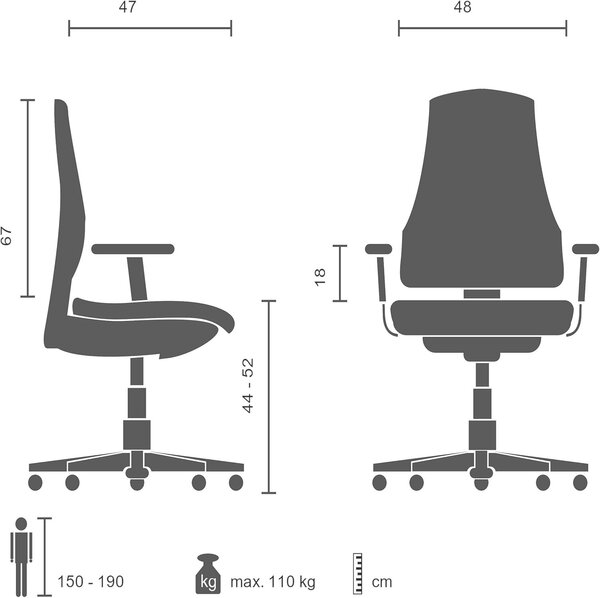 OFFICE Futura 100 738113: sedia da ufficio in ecopelle, nera, girevole con ruote e funzione di inclinazione, regolabile in altezza