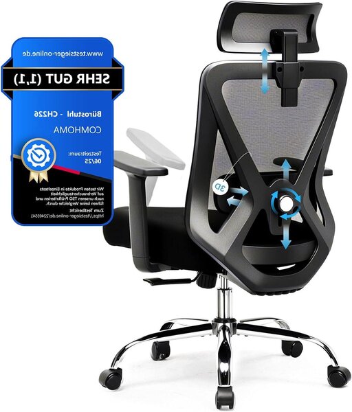 Sedia ergonomica da ufficio - Sedia da scrivania - Sedia per ufficio - Sedia da lavoro - Sedia girevole - Poggiatesta 3D e supporto lombare