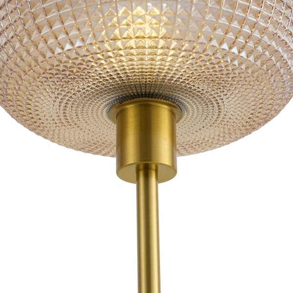 Lampada da terra di design in ottone con vetro ambrato a 2 luci - Brianna