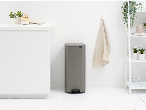 Cestino per la spazzatura grigio in acciaio con pedale 30 l Bo – Brabantia