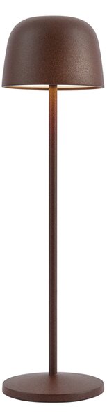 Lampada da tavolo marrone ruggine con LED ricaricabile con stazione di ricarica IP65 - Raika