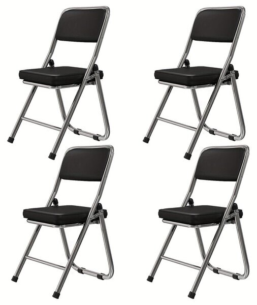 Sedia da ufficio impilabile, color marrone, set da 4 - Sedia ergonomica per riunioni con seduta in pelle