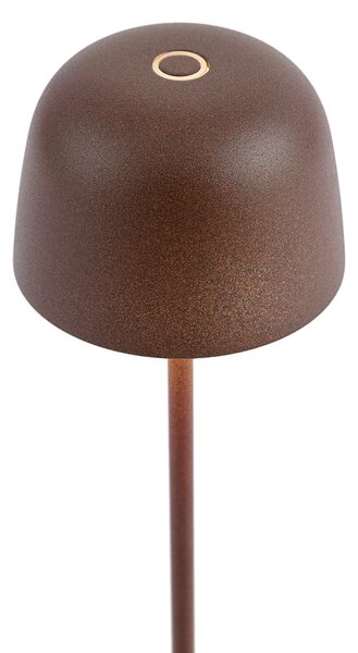 Lampada da tavolo marrone ruggine con LED ricaricabile con stazione di ricarica IP65 - Raika