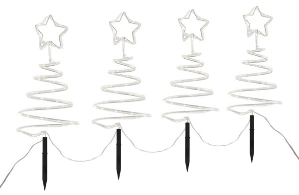 Set di 4 luci da giardino natalizie albero di Natale bianco con LED IP44 - Puno
