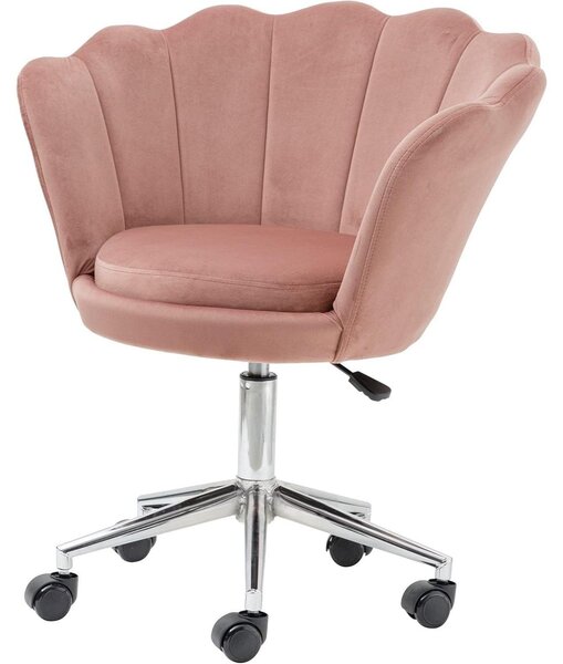 Sedia da ufficio in velluto - Sedia - Sedia girevole - Sedia da lavoro - Sedia da ufficio con rotelle - Rosa cipria